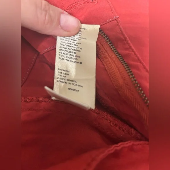 By Anthropologie Rust Red Colette Wide Leg Linen Blend Pants Size 26 - Picture 7 of 9